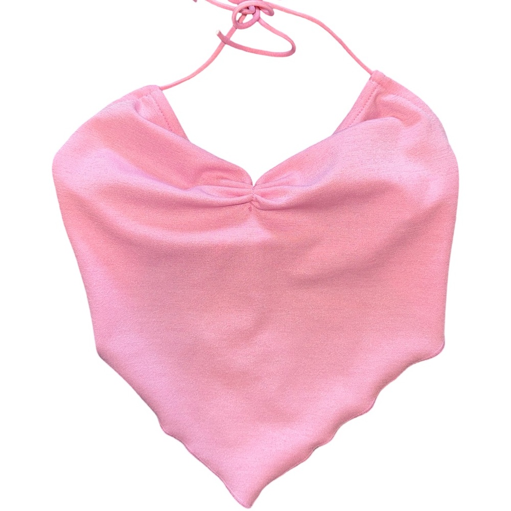 💗 Pink Satin Bandana Halter Neck Top (SHEIN – Size XS)